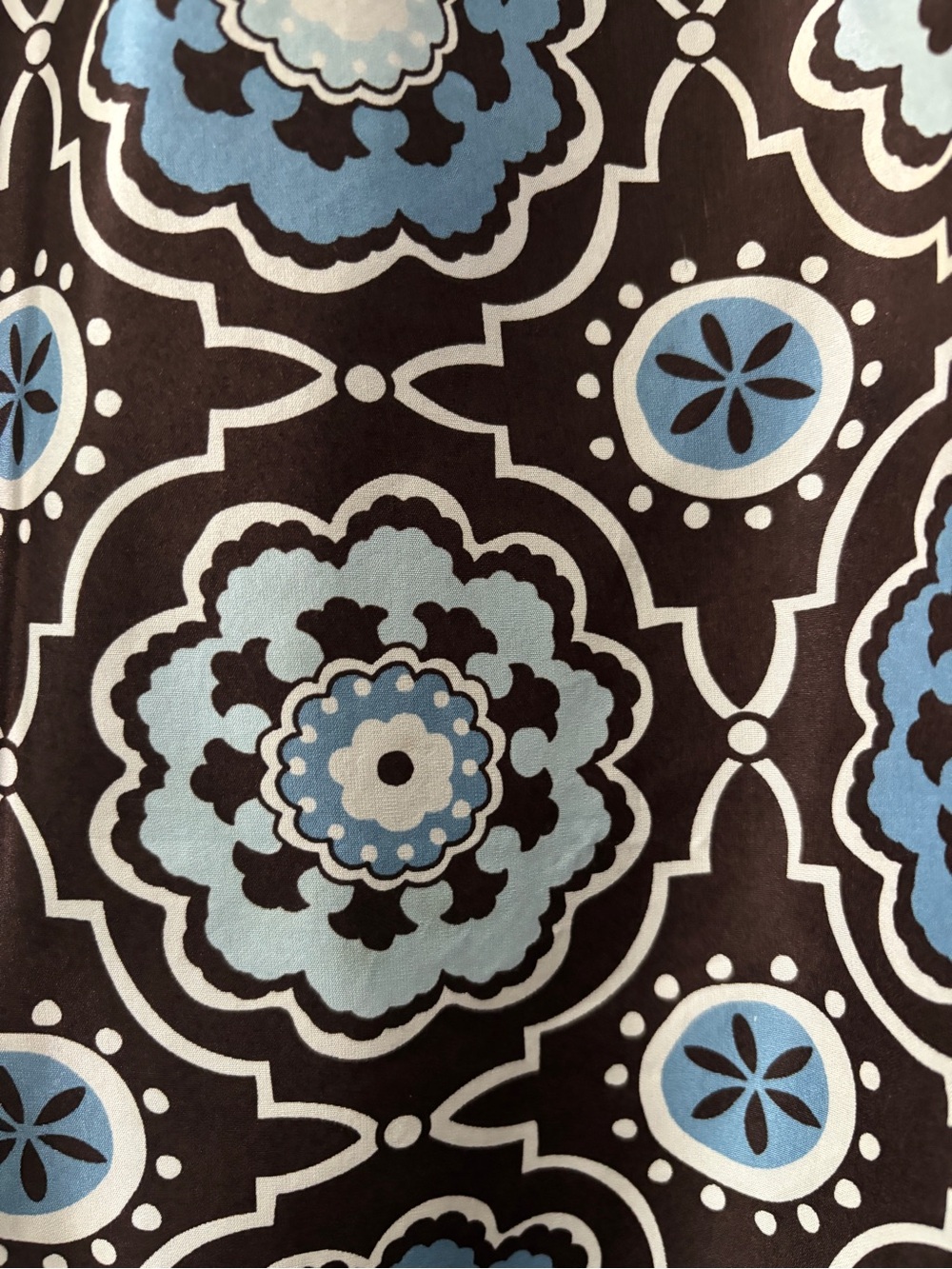 Tory Burch Silk Triple Tie Blouse Moroccan Print Brown Blue Size 2 - Picture 8 of 15